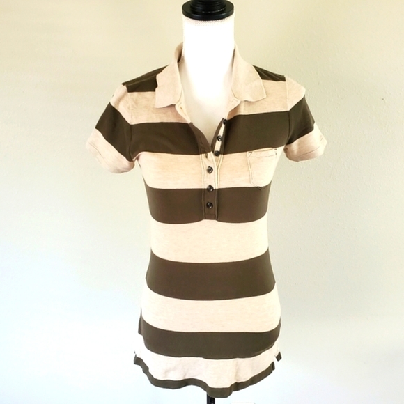 GAP Striped Long Polo Shirt - Size M (EUC) - Picture 1 of 7